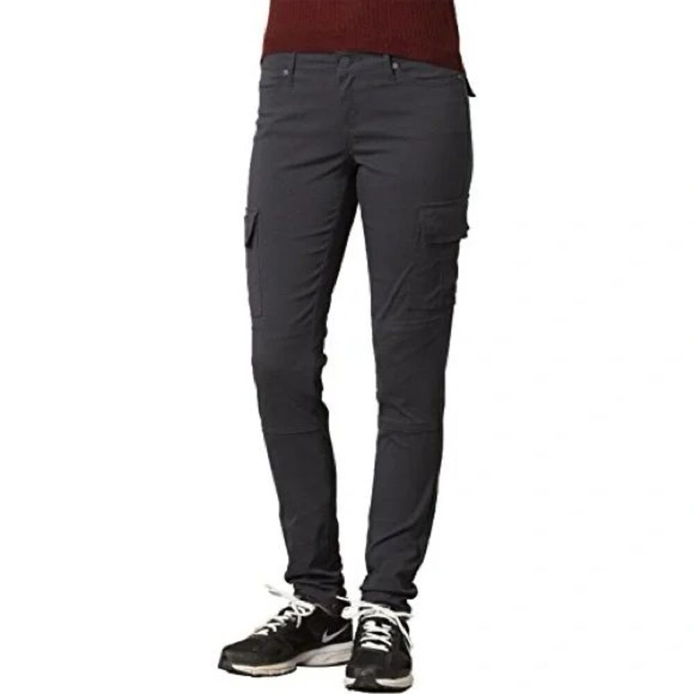 PRANA Meme Dark Gray Skinny Stretch Nylon Cargo Utility Pants Outdoor Hiking 0
